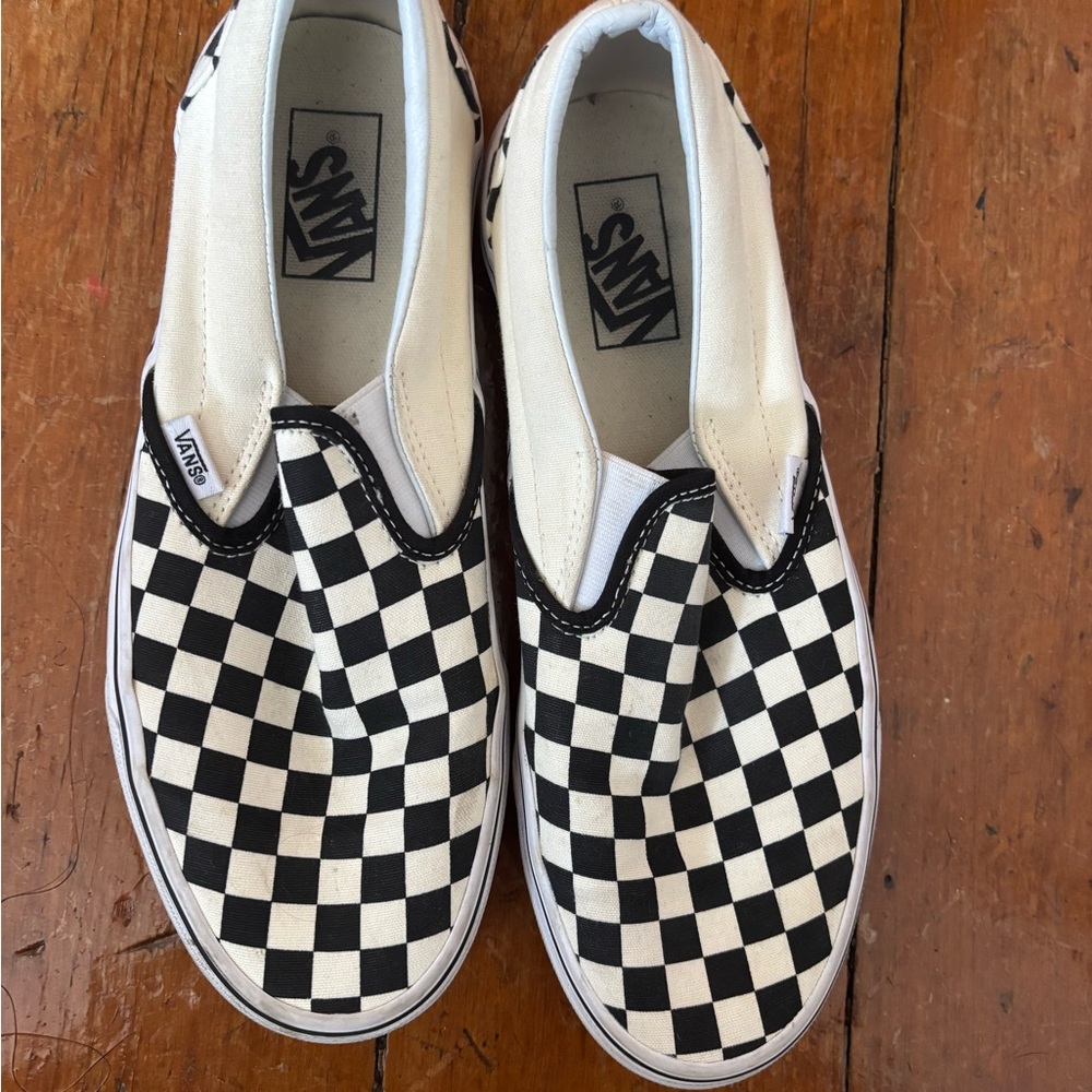 Vans Checkered Slip-On Shoes - Black and White